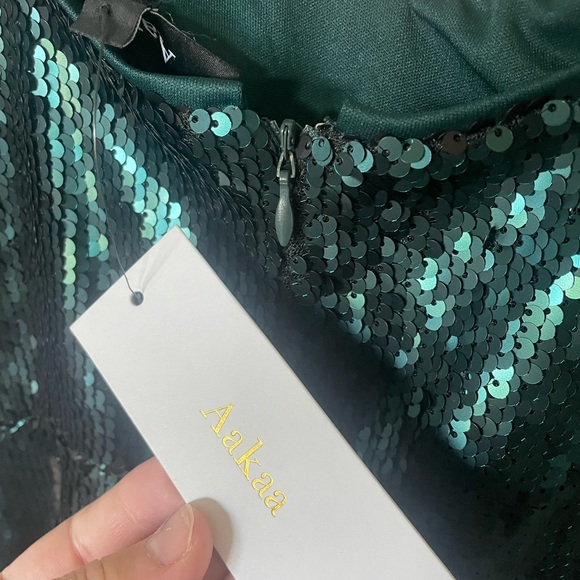 Aakaa Teal Sequin Dress - Picture 4 of 5